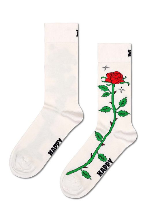 Happy Socks sosete Rose Sock culoarea alb