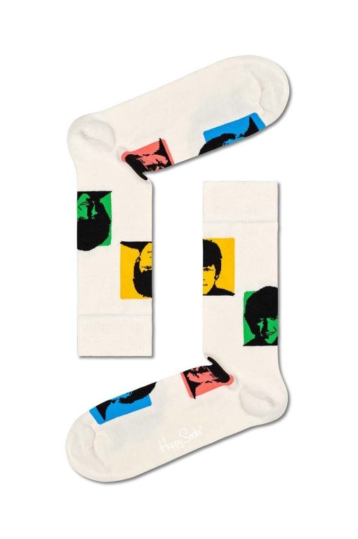 Happy Socks sosete The Beatles culoarea alb-Şosete