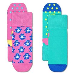 Happy Socks sosete copii Kids Antislip 2-Pack Teddy Bear Socks 2-pack culoarea roz