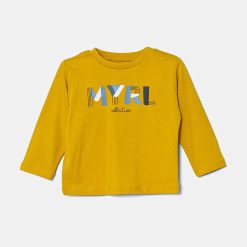 Mayoral longsleeve din bumbac pentru bebeluși culoarea galben