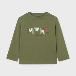 Mayoral longsleeve din bumbac pentru bebeluși culoarea verde