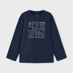 Mayoral longsleeve din bumbac pentru copii culoarea albastru marin