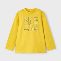 Mayoral longsleeve din bumbac pentru copii culoarea galben