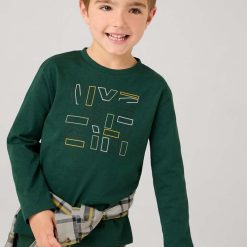 Mayoral longsleeve din bumbac pentru copii culoarea verde