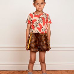 Mini Rodini pantaloni scurți din bumbac pentru copii culoarea maro