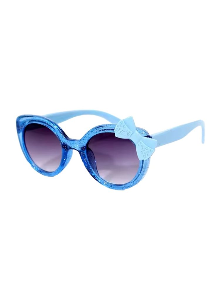 Ochelari de soare pentru fetite - model cu rama semitransparenta accesorizata cu fundita chic - tematica glitter summer - EFAYN-FETE-GENTI SI ACCESORII/Ochelari de soare