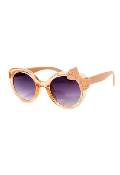 Ochelari de soare pentru fetite - model cu rama semitransparenta accesorizata cu fundita chic - tematica glitter summer - EFAYN-FETE-GENTI SI ACCESORII/Ochelari de soare