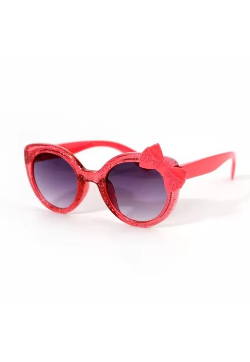 Ochelari de soare pentru fetite - model cu rama semitransparenta accesorizata cu fundita chic - tematica glitter summer - EFAYN-FETE-GENTI SI ACCESORII/Ochelari de soare