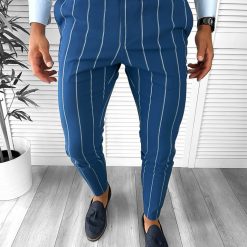 Pantaloni barbati eleganti regular fit albastri B1874 B15-3.2-Pantaloni > Pantaloni eleganti