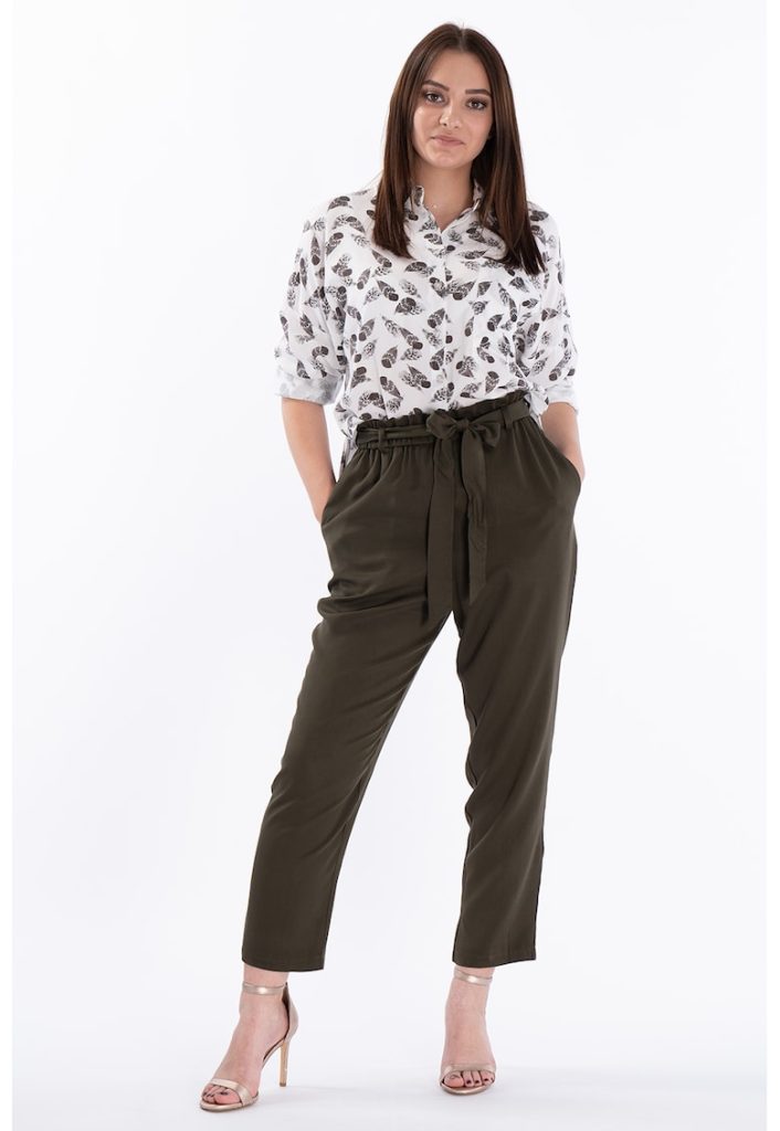 Pantaloni crop cu talie inalta-FEMEI-IMBRACAMINTE/Pantaloni si colanti