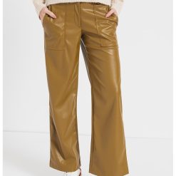 Pantaloni de piele ecologica cu talie joasa Jagger-FEMEI-IMBRACAMINTE/Pantaloni si colanti