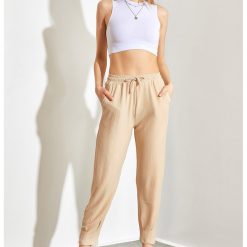 Pantaloni de trening crop cu talie inalta-FEMEI-IMBRACAMINTE/Pantaloni si colanti