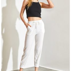 Pantaloni de trening crop cu talie inalta-FEMEI-IMBRACAMINTE/Pantaloni si colanti