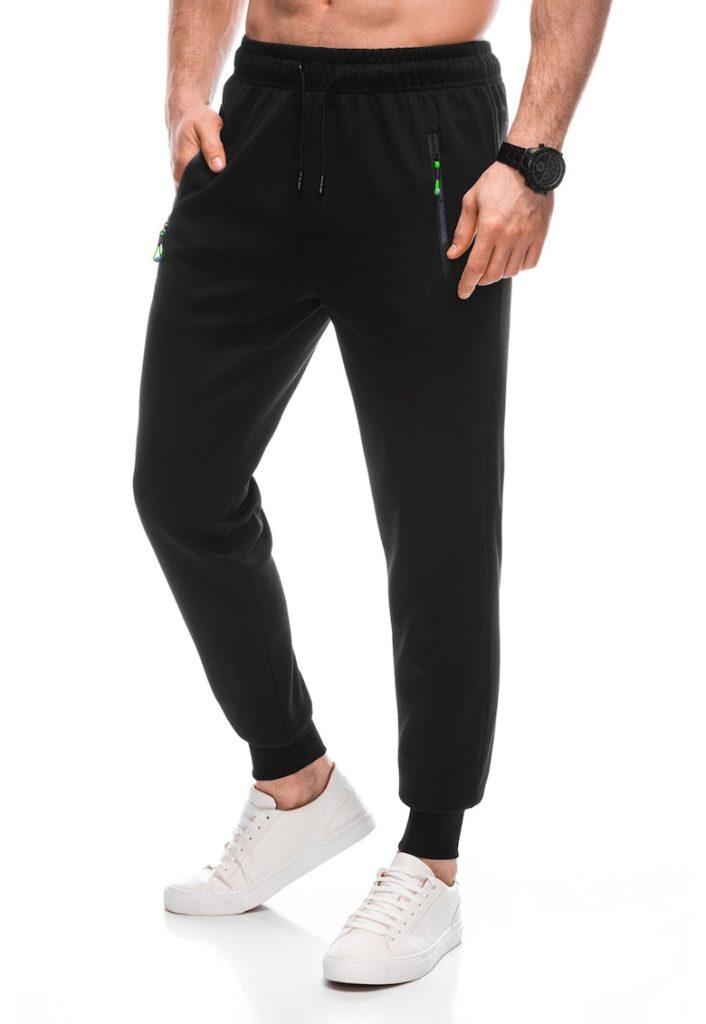 Pantaloni de trening cu buzunare cu fermoar-BARBATI-IMBRACAMINTE/Pantaloni si colanti