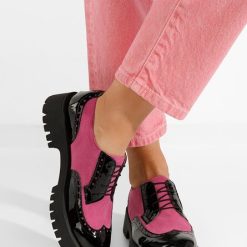 Pantofi dama brogue Flexa fucsia-Pantofi oxford derby dama-Pantofi oxford derby dama