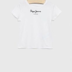 Pepe Jeans tricou de bumbac pentru copii Culoarea alb-Îmbrăcăminte