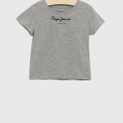 Pepe Jeans tricou de bumbac pentru copii Culoarea gri-Îmbrăcăminte