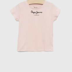 Pepe Jeans tricou de bumbac pentru copii Culoarea roz-Îmbrăcăminte