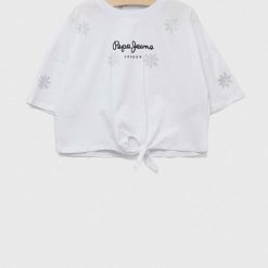 Pepe Jeans tricou de bumbac pentru copii Garland culoarea alb-Îmbrăcăminte