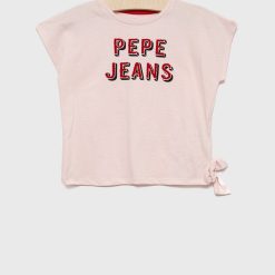 Pepe Jeans tricou de bumbac pentru copii culoarea roz-Îmbrăcăminte