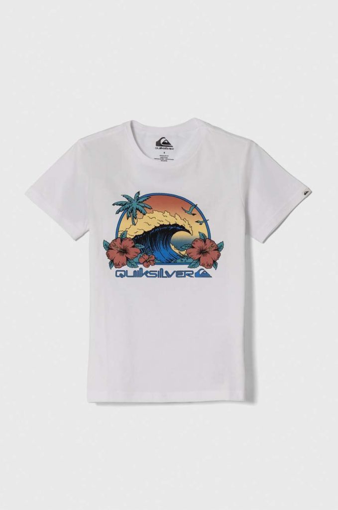 Quiksilver tricou de bumbac pentru copii RIDTODAYSSYTH culoarea alb