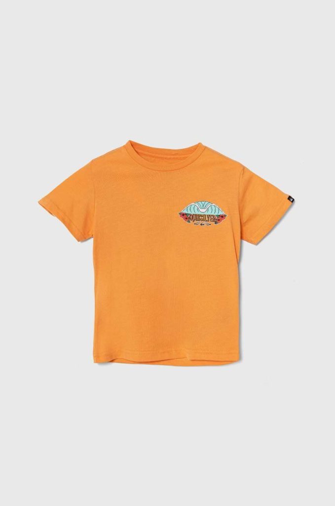 Quiksilver tricou de bumbac pentru copii TROPICALFADEBOY culoarea portocaliu