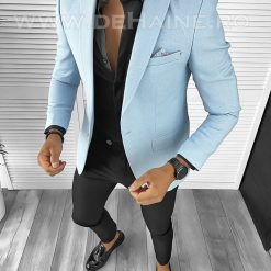 Sacou barbati blue slim fit B8286 P19-5.3-Sacouri barbati