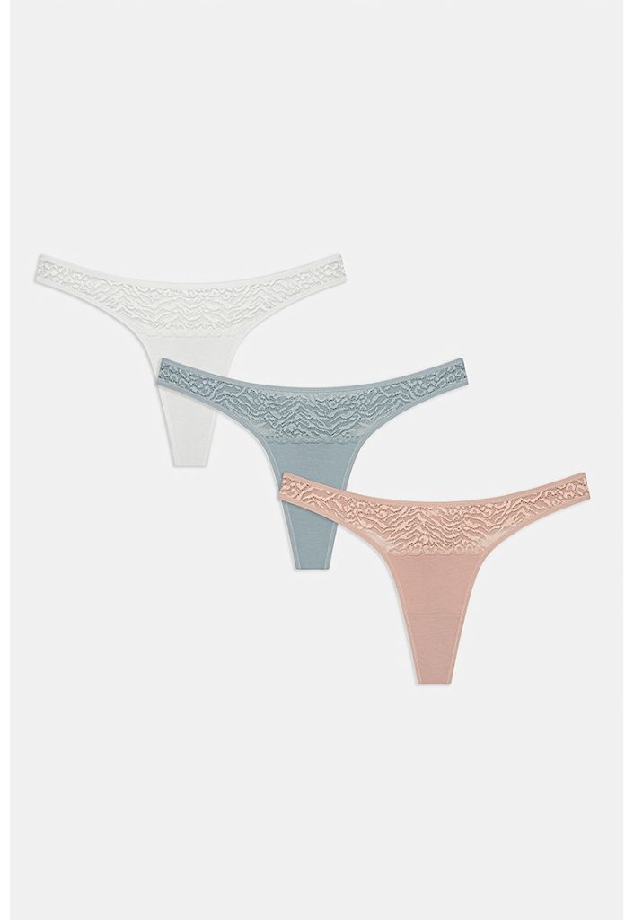 Set de chiloti tanga cu insertii de dantela - 3 perechi-FEMEI-IMBRACAMINTE/Lenjerie intima