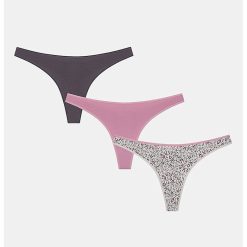 Set de chiloti tanga din amestec de bumbac - 3 perechi-FEMEI-IMBRACAMINTE/Lenjerie intima