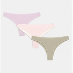 Set de chiloti tanga din amestec de bumbac - 3 perechi-FEMEI-IMBRACAMINTE/Lenjerie intima