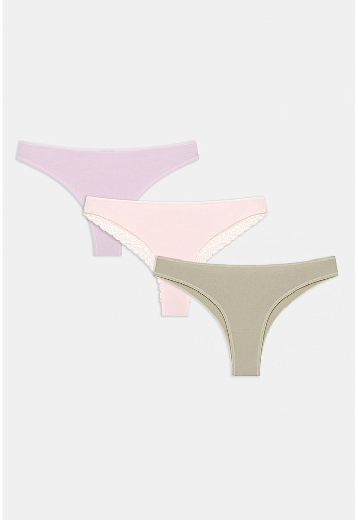 Set de chiloti tanga din amestec de bumbac - 3 perechi-FEMEI-IMBRACAMINTE/Lenjerie intima