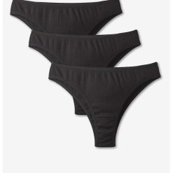 Set de chiloti tanga din amestec de bumbac - 3 perechi-FEMEI-IMBRACAMINTE/Lenjerie intima