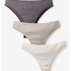 Set de chiloti tanga din amestec de bumbac - 3 perechi-FEMEI-IMBRACAMINTE/Lenjerie intima