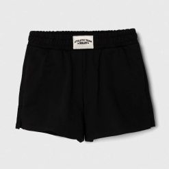 Sisley pantaloni scurți din bumbac pentru copii culoarea negru