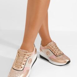 Sneakers cu platforma Deva champagne-Sneakers cu platforma-Sneakers cu platforma