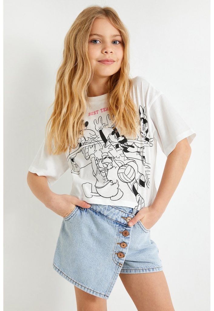 Tricou crop cu personaje Disney-FETE-IMBRACAMINTE/Tricouri si maiouri