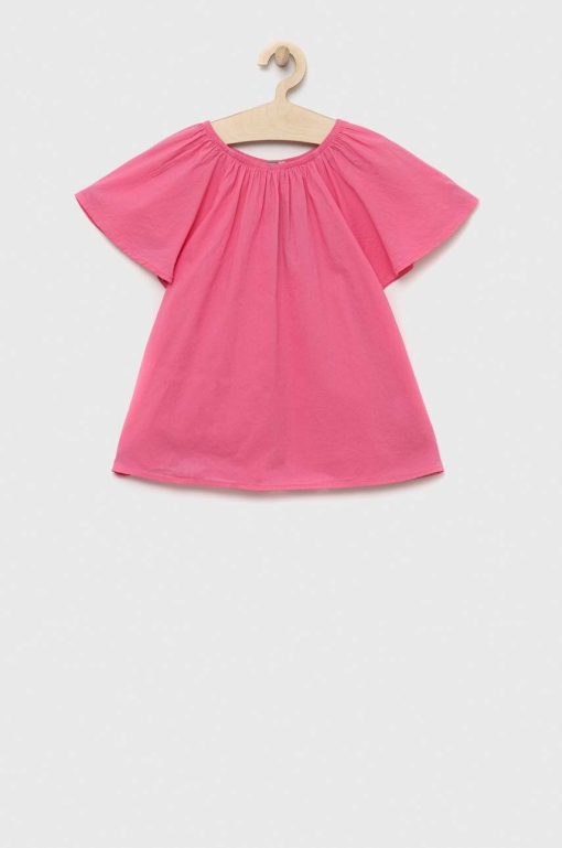 United Colors of Benetton bluza de bumbac pentru copii culoarea roz-Îmbrăcăminte