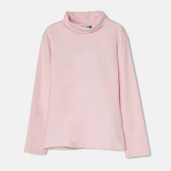 United Colors of Benetton longsleeve copii culoarea roz