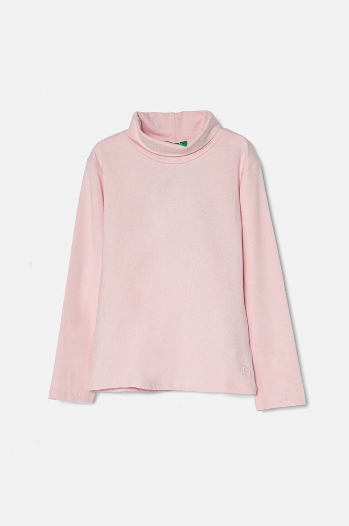 United Colors of Benetton longsleeve copii culoarea roz