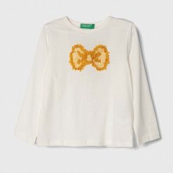 United Colors of Benetton longsleeve din bumbac pentru copii culoarea alb-Îmbrăcăminte