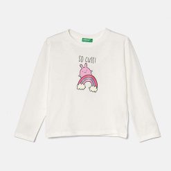 United Colors of Benetton longsleeve din bumbac pentru copii culoarea alb