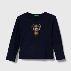 United Colors of Benetton longsleeve din bumbac pentru copii culoarea albastru marin-Îmbrăcăminte