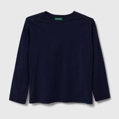 United Colors of Benetton longsleeve din bumbac pentru copii culoarea albastru marin