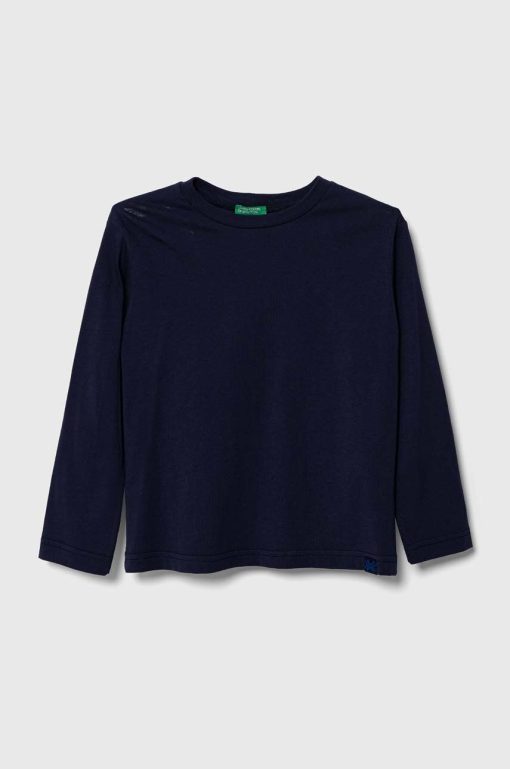 United Colors of Benetton longsleeve din bumbac pentru copii culoarea albastru marin