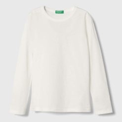 United Colors of Benetton longsleeve din bumbac pentru copii culoarea bej