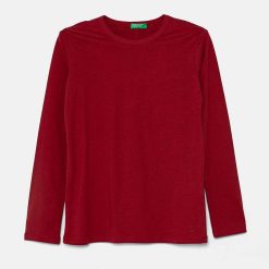 United Colors of Benetton longsleeve din bumbac pentru copii culoarea bordo