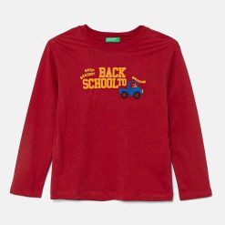 United Colors of Benetton longsleeve din bumbac pentru copii culoarea bordo