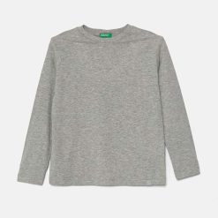 United Colors of Benetton longsleeve din bumbac pentru copii culoarea gri