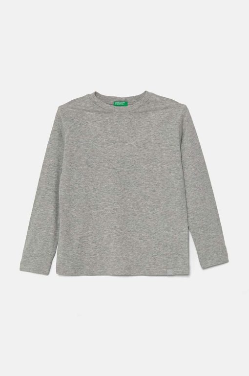 United Colors of Benetton longsleeve din bumbac pentru copii culoarea gri