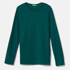 United Colors of Benetton longsleeve din bumbac pentru copii culoarea verde